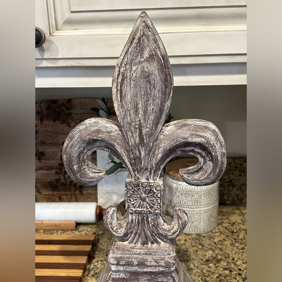 Wood hand carved hand painted Fleur de Lis decor shabby chic farmhouse rustic - Picture 6 of 11